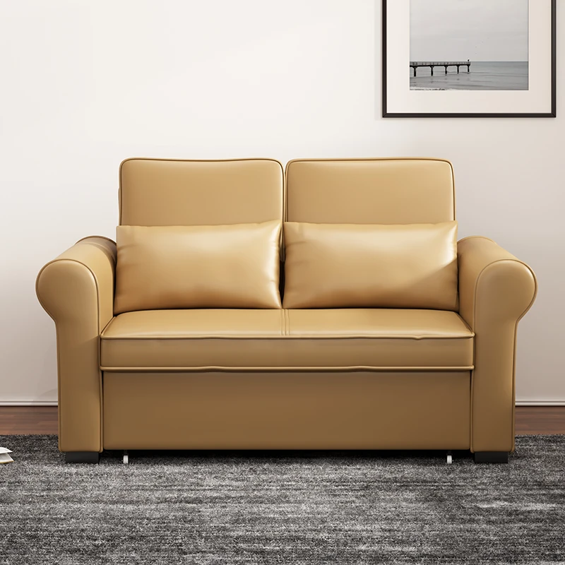 

Leather sofa bed American modern minimalist