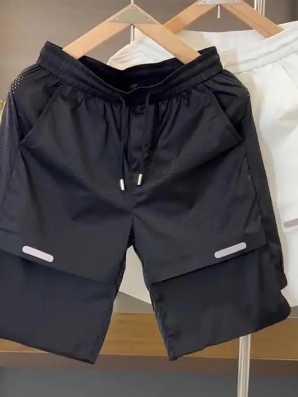 

Men's Casual Sportswear Set Ice Silk ort Sve ort Pants Two Piece Set Qui Dry Breathable Summer Leisure Faion