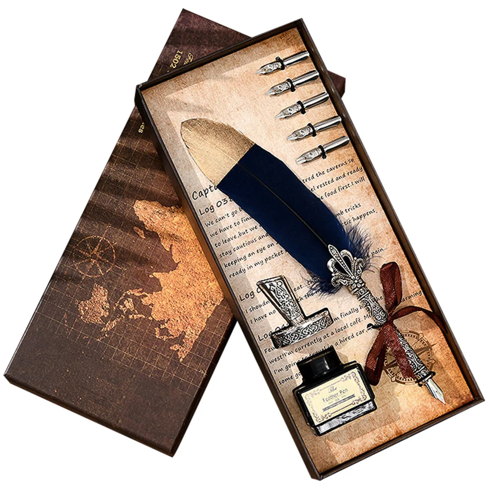 8 قطعة مجموعة أقلام تراجع الرجعية 5 استبدال المناقير أقلام الخط للرسم لوازم الكتابة قلم حبر هدية الريشة الزخرفية #2