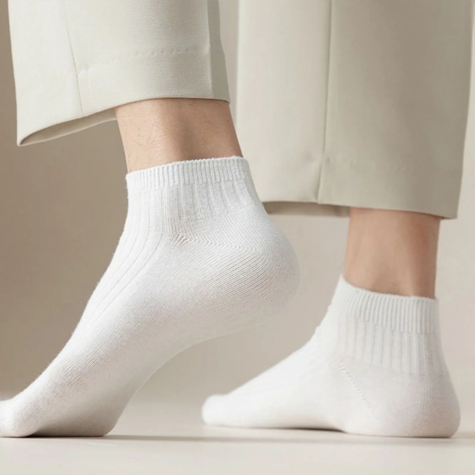 

5 пар мужских носков для экипажа, дышащие хлопковые противоскользящие носки-невидимки на лето с контролем запаха и комфортом впитывания влаги