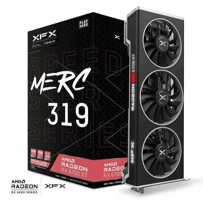 Brand New XFX SPEEDSTER MERC 319 AMD RX 6750 XT BLACK hot sell graphics card XFX SPEEDSTER MERC 319 AMD RX 6750 XT BLACK