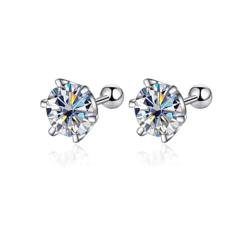 0,3-2CT Moissanit-Ohrringe 925 Sterling Silber Rundschliff Ohrstecker Piercing-Ohrringe für Männer und Frauen Feiner Schmuck – Detail 6
