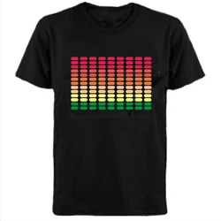 Party Light Up Led  El Sound Activated Flashing  Animated T-shirt