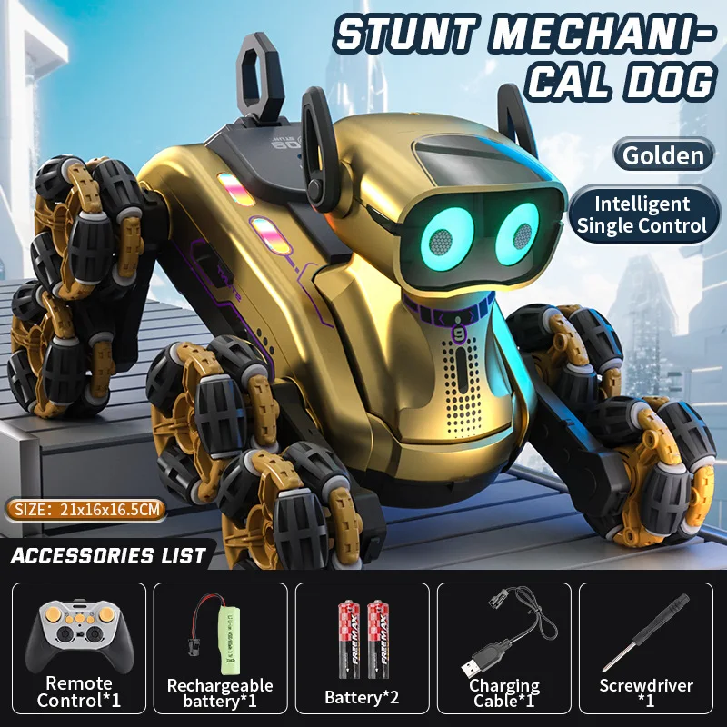 新しいジェスチャー制御RCロボット犬 - 8輪スタント、音楽で踊る変形おもちゃ（子供、男の子、女の子向け）