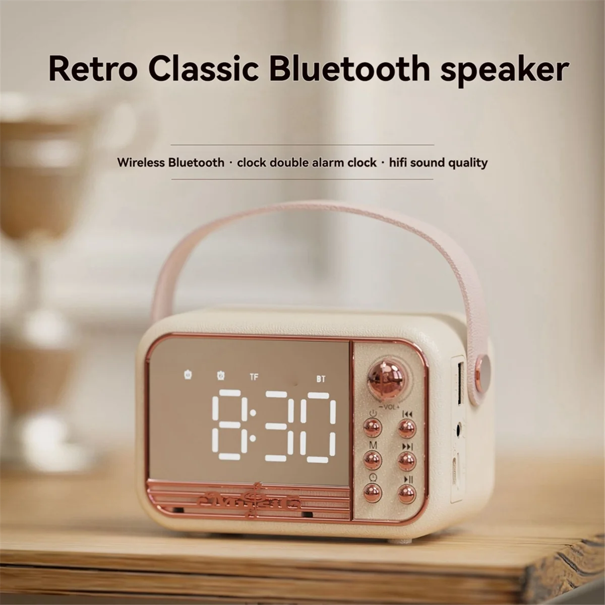 Reloj despertador Bluetooth 5,0 altavoz compatible con tarjeta TF disco U AUX 3D equilibrio de sonido tipo difusión despertador altavoz