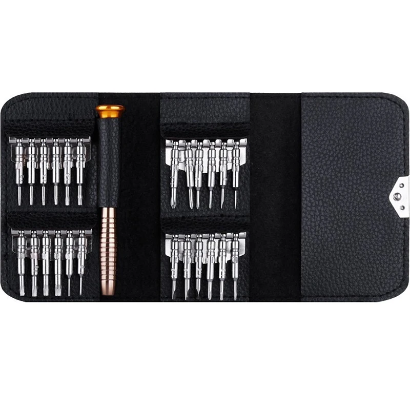 25-in-one screwdriver set combination mobile phone disassembly tool notebook repair screwdriver leather case multi-purpose