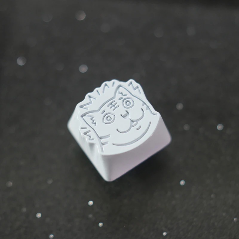 

Keystone Artisan Keycaps for Mechanical Keyboard Strange Cat Emoji Tiger Zinc Aluminum Alloy Metal White Gold Color Game PC