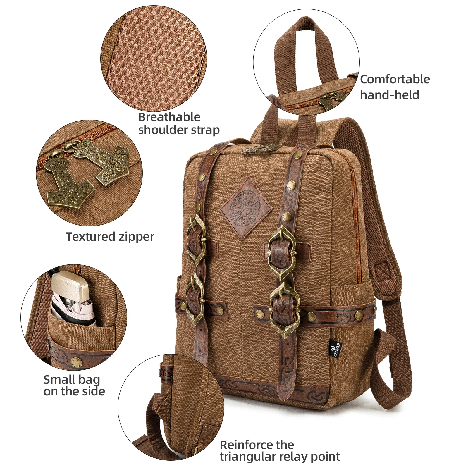 Retro Steampunk Backpack,Vintage Industrial Style Gothic Medieval