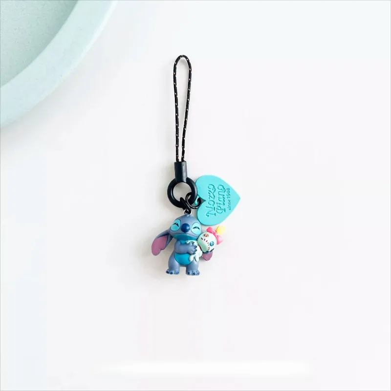 MINISO ديزني غرزة سلسلة مفاتيح من الكرتون جراب هاتف حبل Kawaii شخصيات كرتونية المفاتيح عشاق ظهره الديكور كيرينغ الهدايا