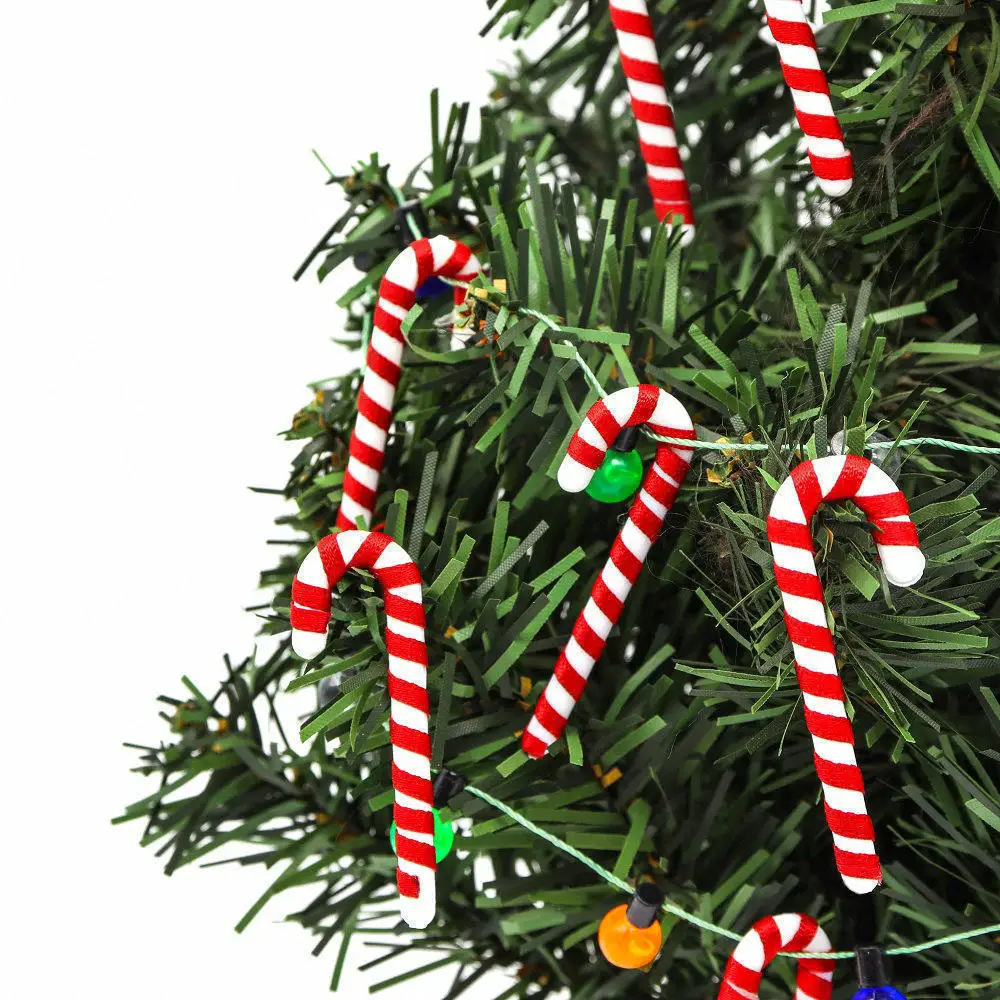 20Pcs Mini Candy Cane Christmas Tree Decoration Xmas Pendant DIY Home Decor Merry Christmas New Year Navidad Children Toy Gift