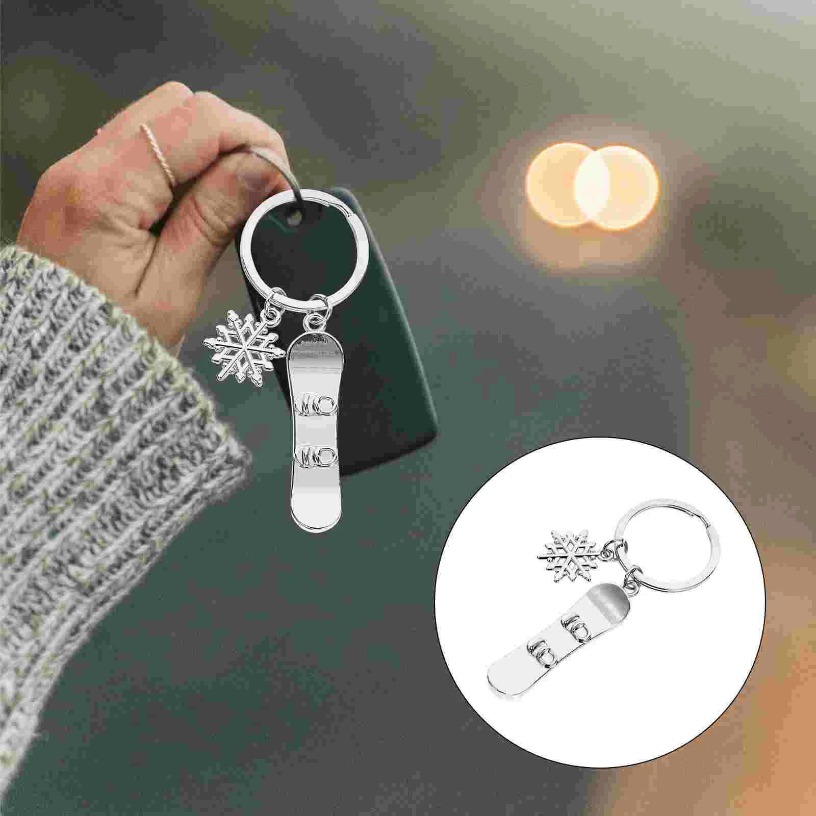 2 Pcs Ski Keychain Keychains Snowboard Snowflake 3D Charm Wallet Gift Backpack Pendant Bag Hanging Decor