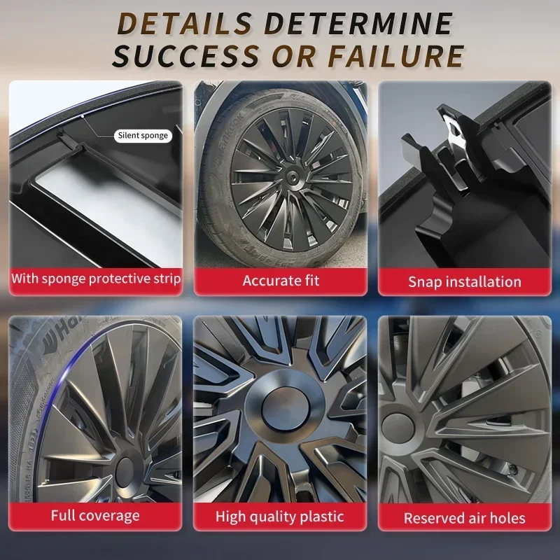 4 قطعة غطاء عجلة الأداء 19 بوصة ل تسلا نموذج Y 2024 غطاء محور استبدال أغطية محور السيارات غطاء حافة كاملة اكسسوارات السيارات