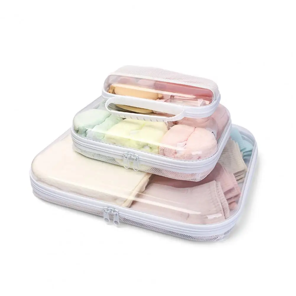 Transparent Waterproof Toiletry Bag Hard Shell Storage Case Mesh Pocket Travel Organizer Dry Wet Separation Cosmetics Organizer