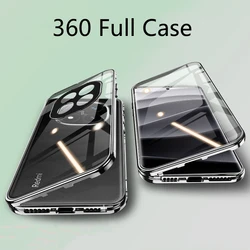 360 Full Case For Poco X7 Case For Xiaomi Redmi Note 14 Pro 5G Double Sided Magnetic Adsorption Metal Tempering Glass Cover