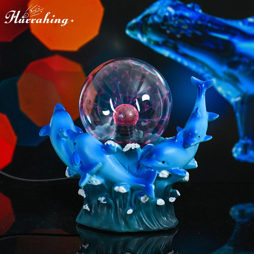 Clearance promotion chasing dolphin crystal plasma 4-inch glass ball touch sensitive birthday Christmas indoor decoration