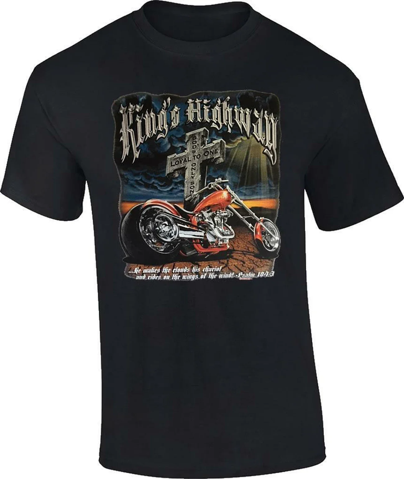 King's Highway. Christ Religious Christians Motorcyclist Gift T-Shirt 100% Cotton O-Neck Summer Short Sleeve Casual Mens T-shirt