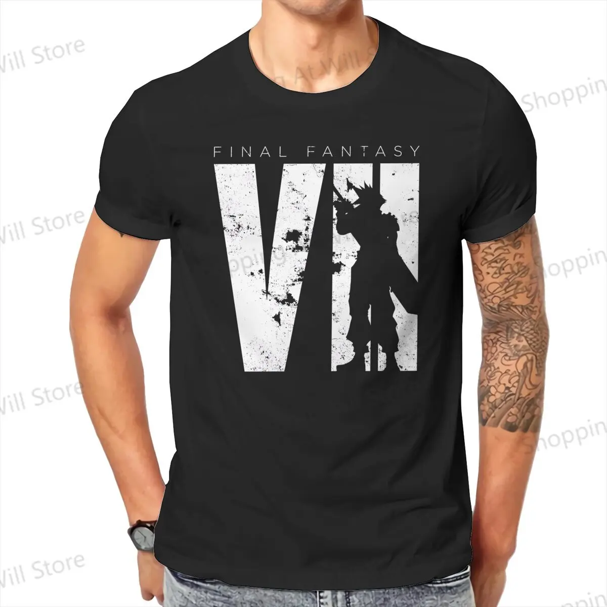 Hot selling in Summer Unisex T-shirts  Final Fantasy VII - Minimal Round neck short sleeved T-shirt Street Clothing S-6XL