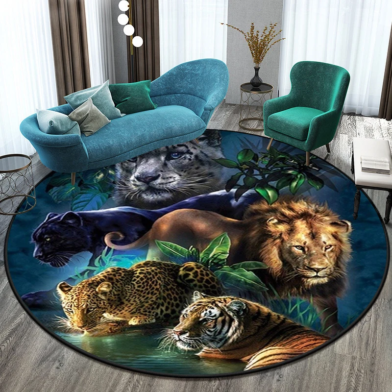 Tiger Round Carpet floor mat Living Room rug Prayer Mat Area Rug Children\'s  Decoration Gift Bathroom Floor  Home Decor