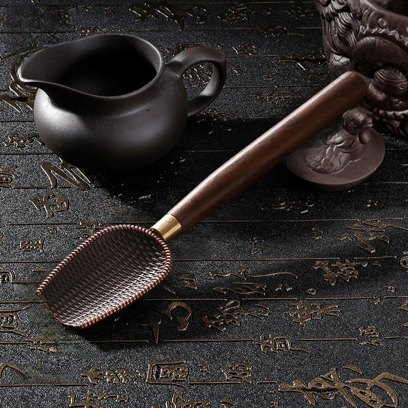 1 قطعة ملعقة شاي الأبنوس ملعقة صغيرة خشب متين الرجعية الإبداعية الشاي مجرفة الشاي KongFu حفل الشاي اكسسوارات هدية