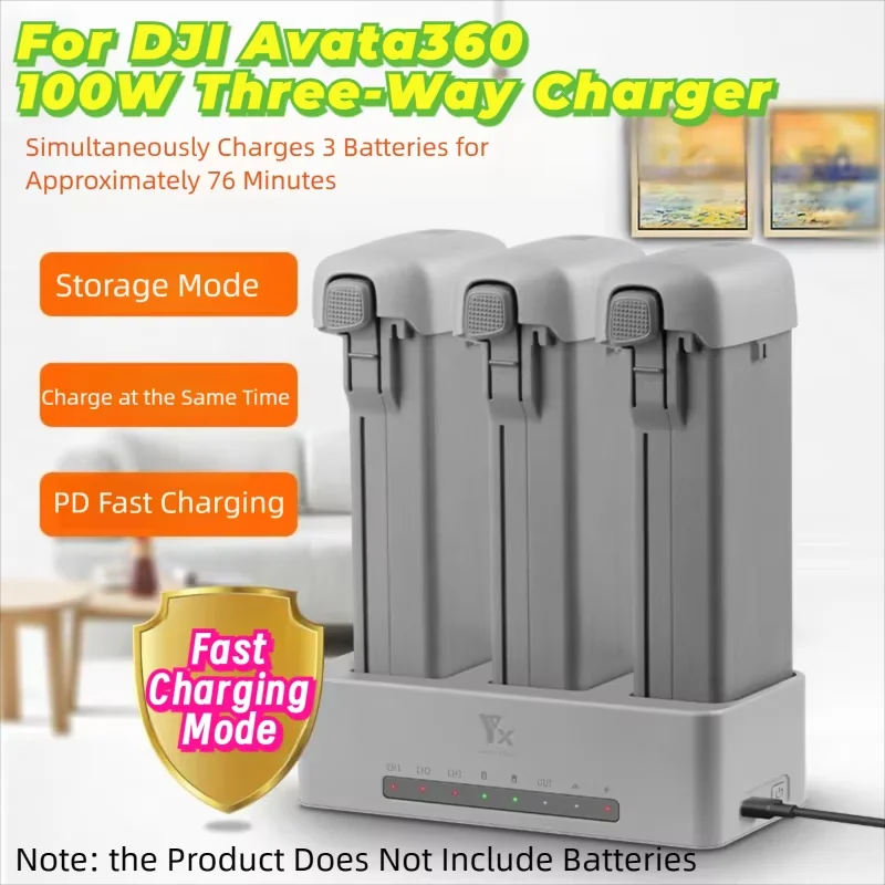 For DJI AVATA360 Drone Battery three-way Fast Charger Hub Charging Butler For Avata360 100W Quickly Charged Power Bank Accessory