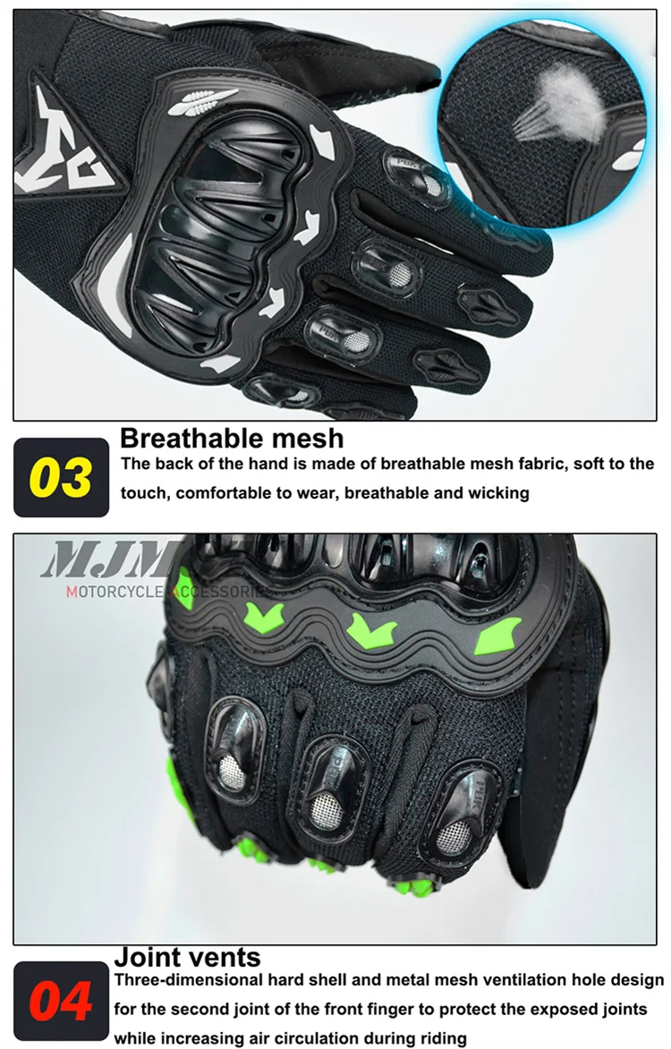 Summer Men\'s Motorbike Riding Gloves Touchscreen Motorcycle Gloves Mesh Brearthable Motocross Gloves Anti-slip Wear-resistant