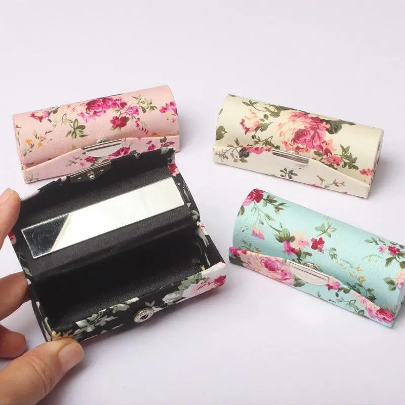 Vintage Jewelry Box with Mirror Chinese Style Floral Pattern Lipstick Box Portable Jewelry Organizer Box for Travel Wholesale