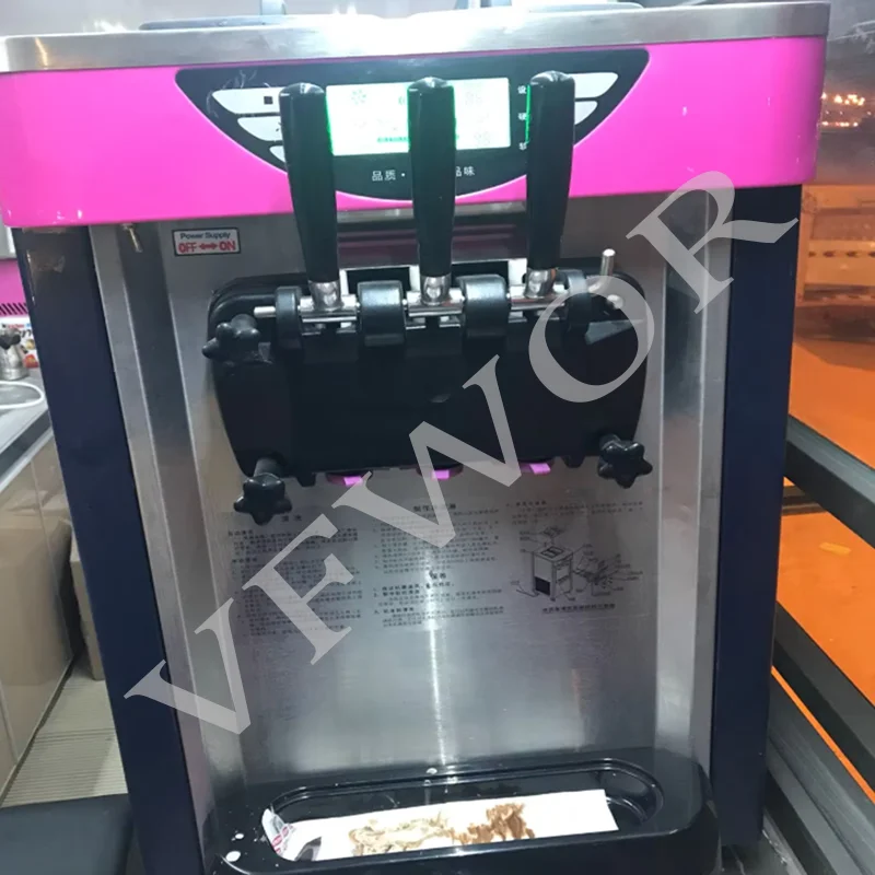 Stainless Steel Air-Cooling Commercial Soft Ice Cream Machine 3 Flavors (2+1) Snack Shop Cafe