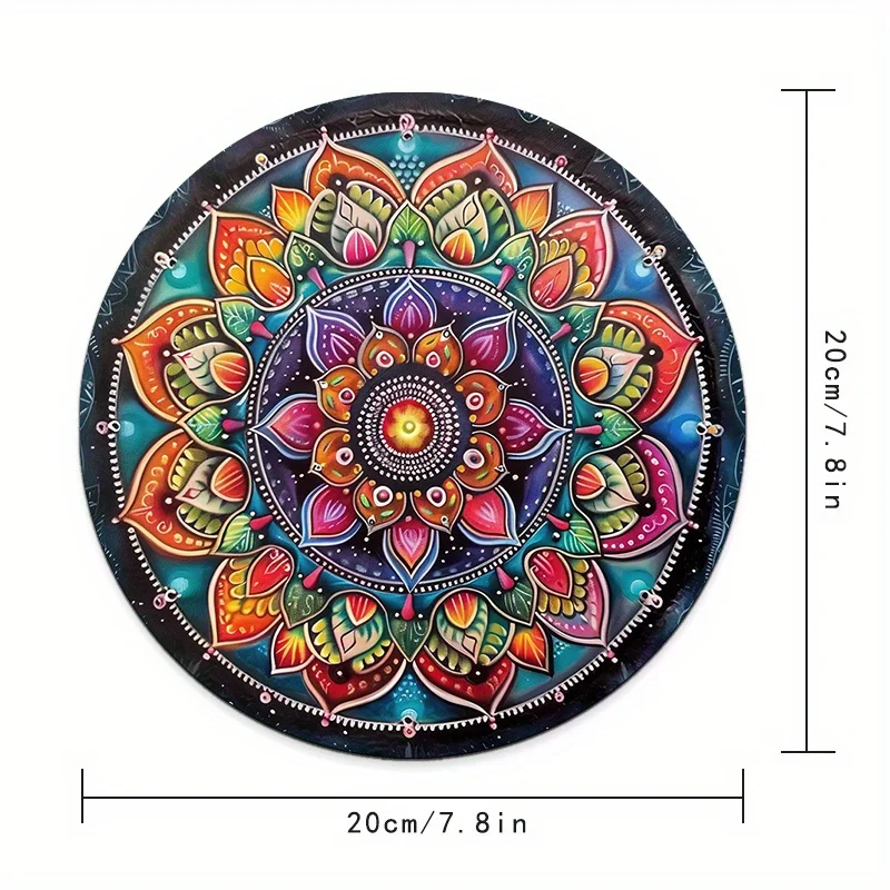 Round Mouse Pad Colorful Mandala Rubber Computer Desk Mat Durable Non-Slip Table Mat for Office Use Mouse Carpet Desk Protector