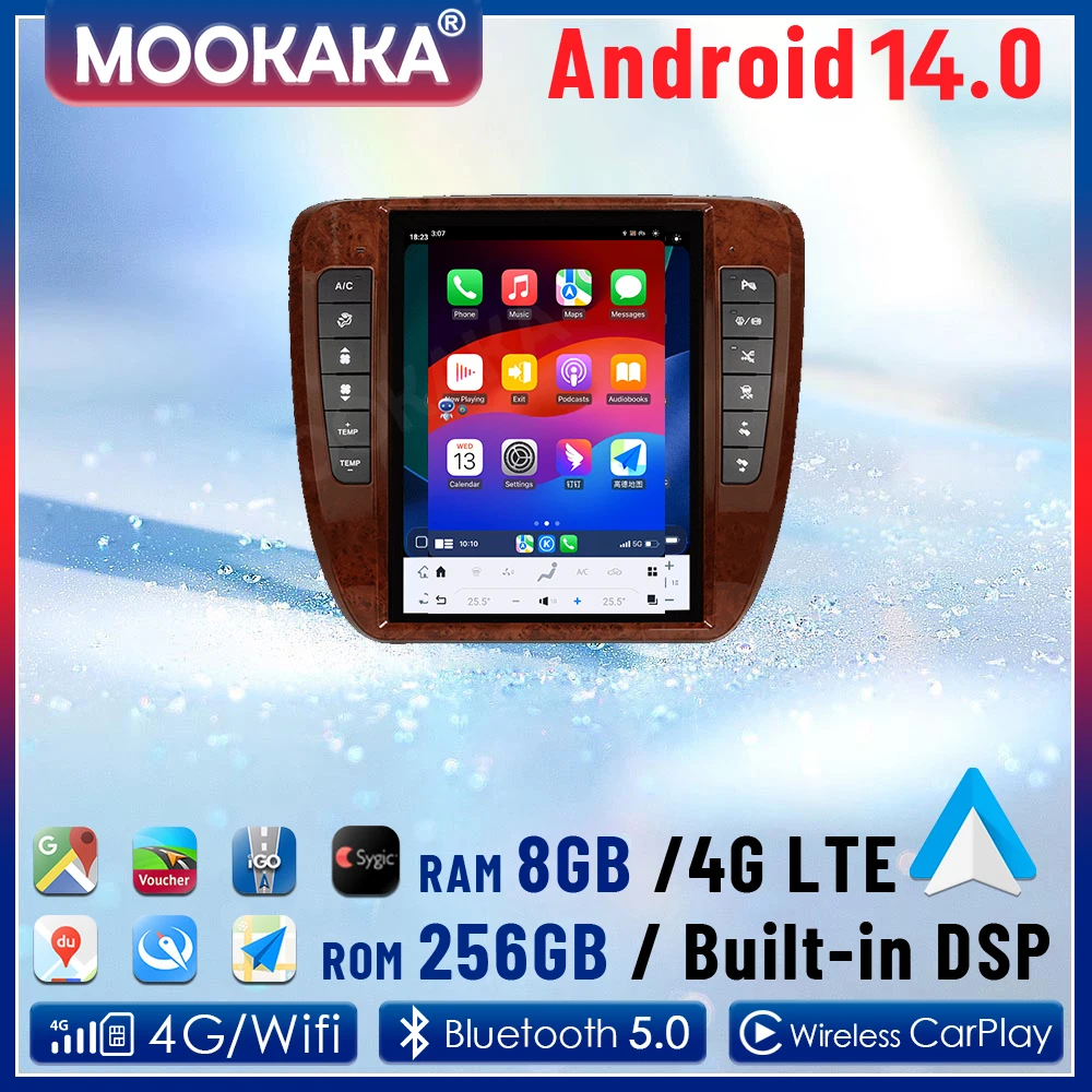 

Автомагнитола Android 14 с мультимедийным плеером 12.1 дюйма для GMC Yukon, Chevrolet Suburban, Tahoe 2007-2014, с поддержкой Carplay, GPS, DSP