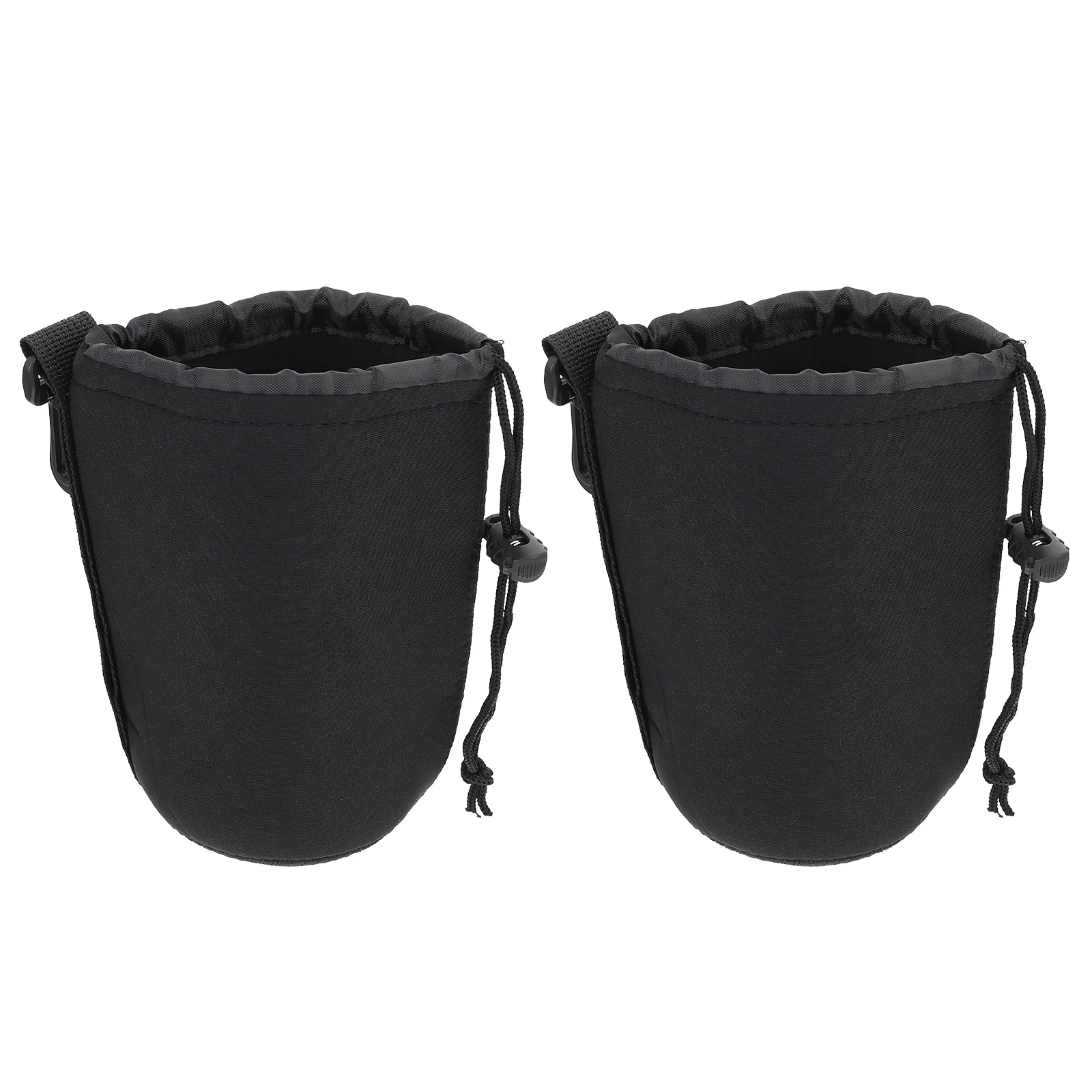

2Pcs Camera Lens Pouch Black Flexible Neoprene Shockproof Thermal Insulation Bag for Dslr Lenses Max 11Cm Length and 9Cm