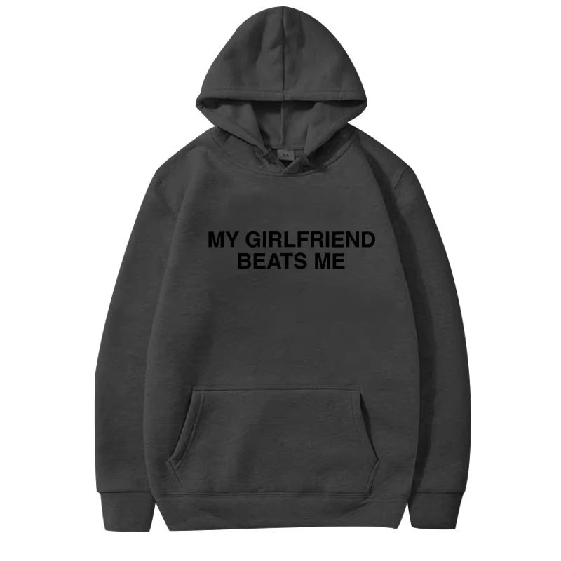سويت شيرت كلاسيكي بأكمام طويلة للرجال والنساء من My Girlfriend Beats Me مع رسومات مطبوعة بغطاء للرأس للجنسين #5