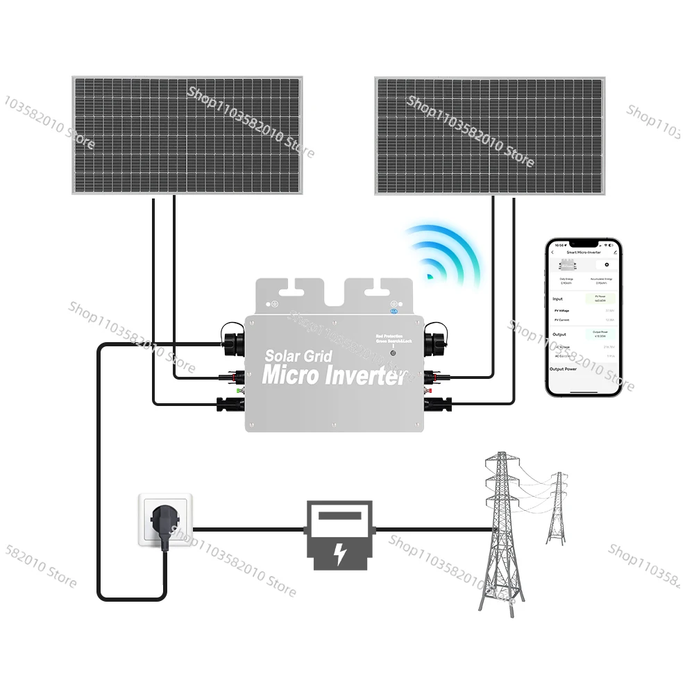 

Микроинвертор Plug & Play, мощность Wi-Fi, 800 Вт, солнечный мини-инвертор EU Schuko
