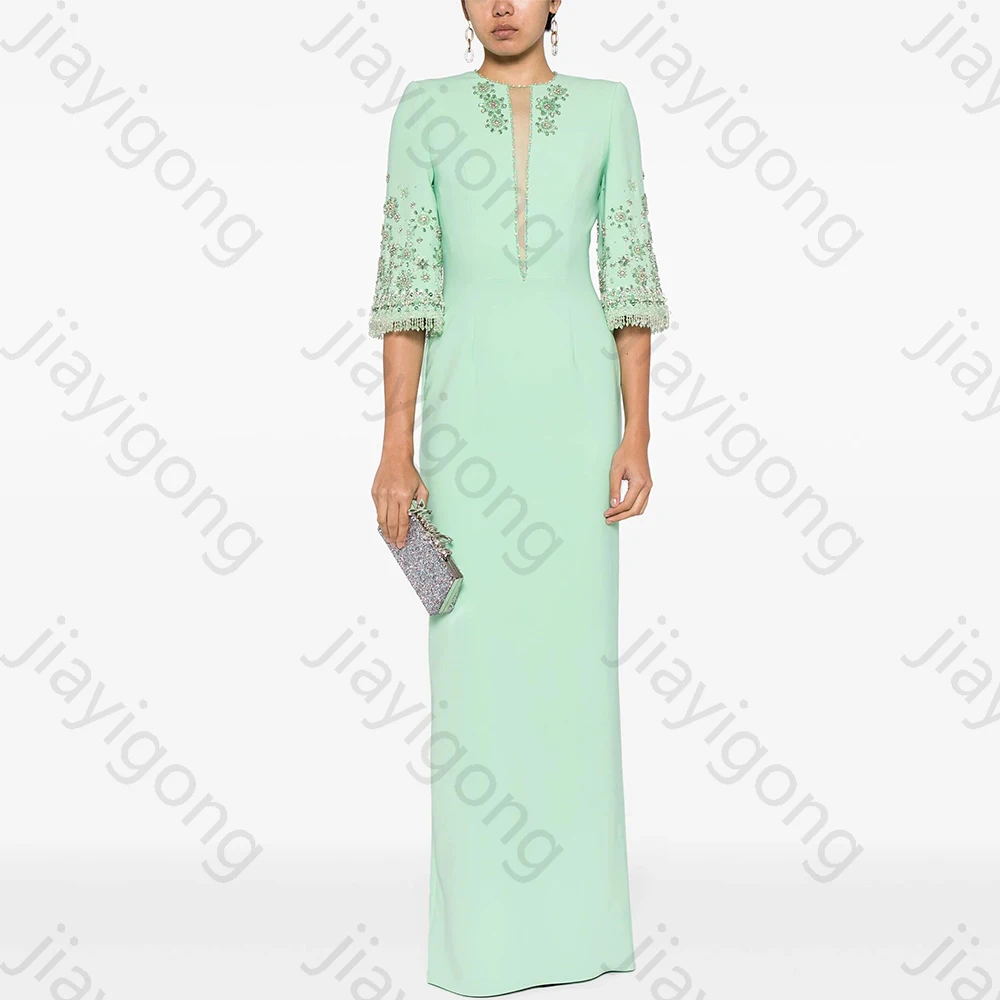 Luksusowe, wysokiej jakości suknie wieczorowe z dżerseju, zdobione koralikami i cyrkoniami, długie suknie balowe z koralikami, proste sukienki z klejnotami dla kobiet, szyte na miarę.