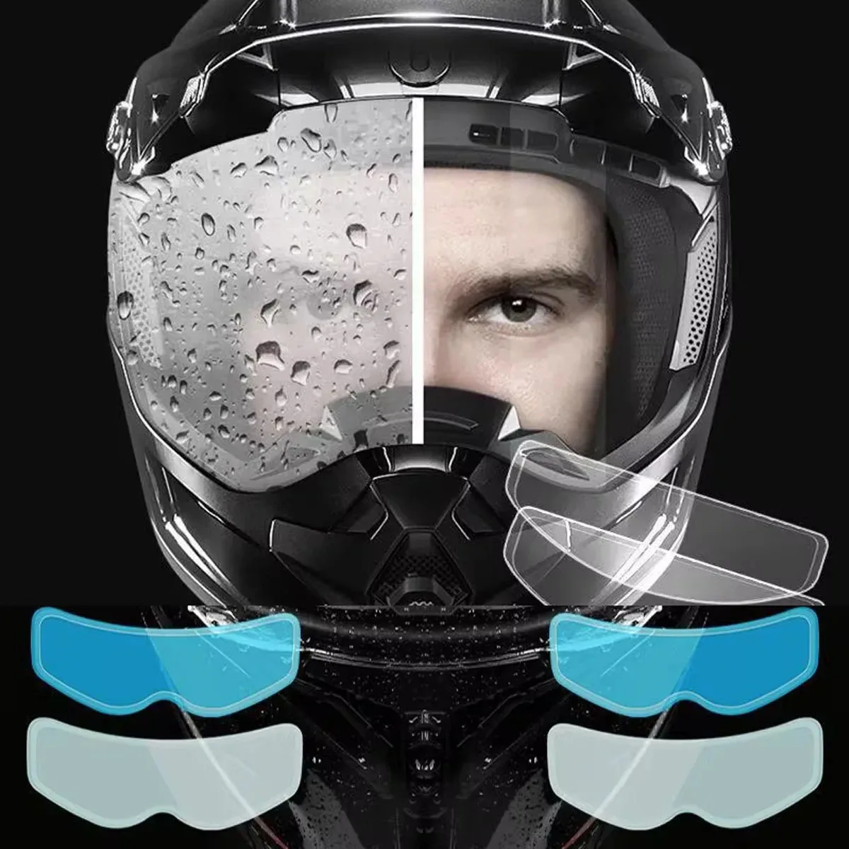 Universal Motorcycle Helmet Transparent Rain and Fog Film Safe Driving Durable Nano Coated Sticker Helmet Accessories