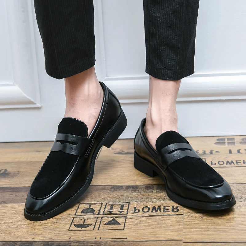 

Summer Men's Leather Casual Shoes Mens Wedding Black Dress Shoes Mens Banquet Loafers Blue Outdoor Walking Shoes Big Size