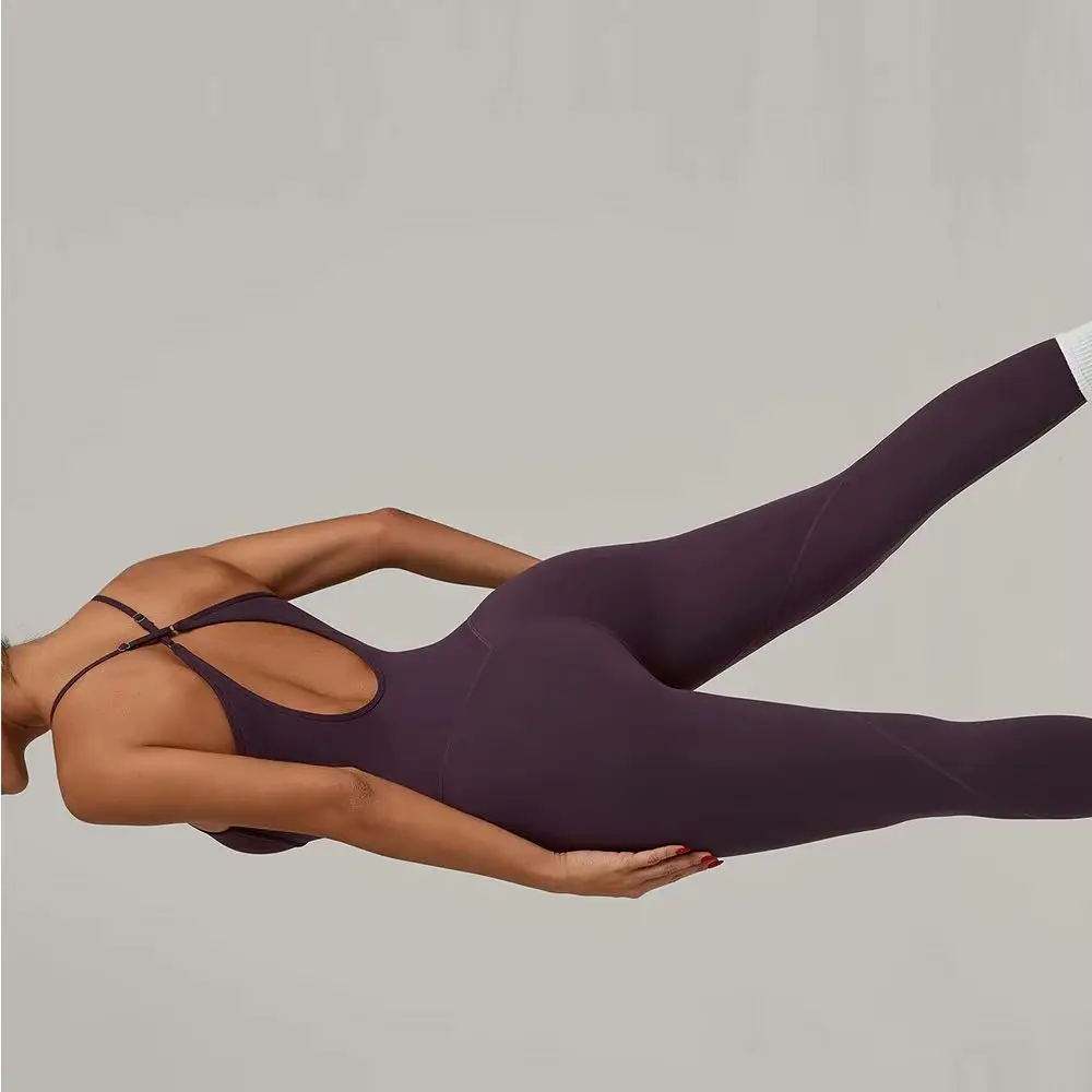 Summer New Female Jumpsuit Long Elegant Sports Bodysuit Woman Gym Clothes Strappy Fitness Overalls Push Up Pilates Yoga Leotard
