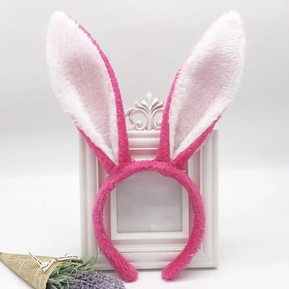 Everyday Headband Soft Plush Easter Bunny Ear Headband for Girls Colorful Patchwork Hair Hoop for Washing Face Cute Head