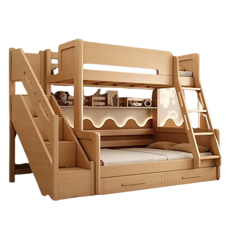 

Solid Wood Children Double Bed Bunk Small Modern Multifunctional Platform Bed Kids Girl Storage Cama Box Casal Nordic Furniture