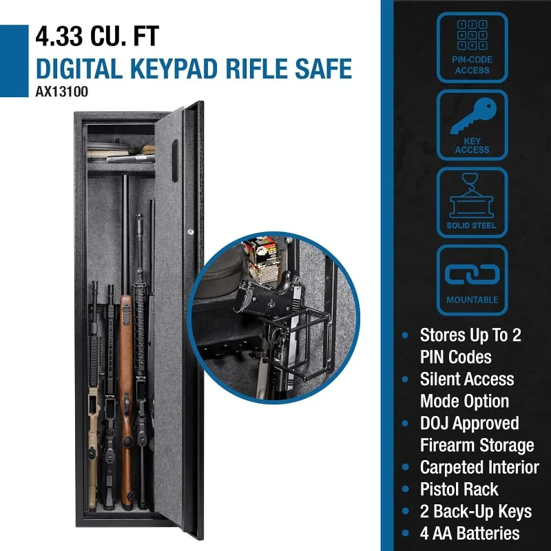 Quick and easy digital electronic keypad pry proof rifle, shotgun, long gun and pistol home safe