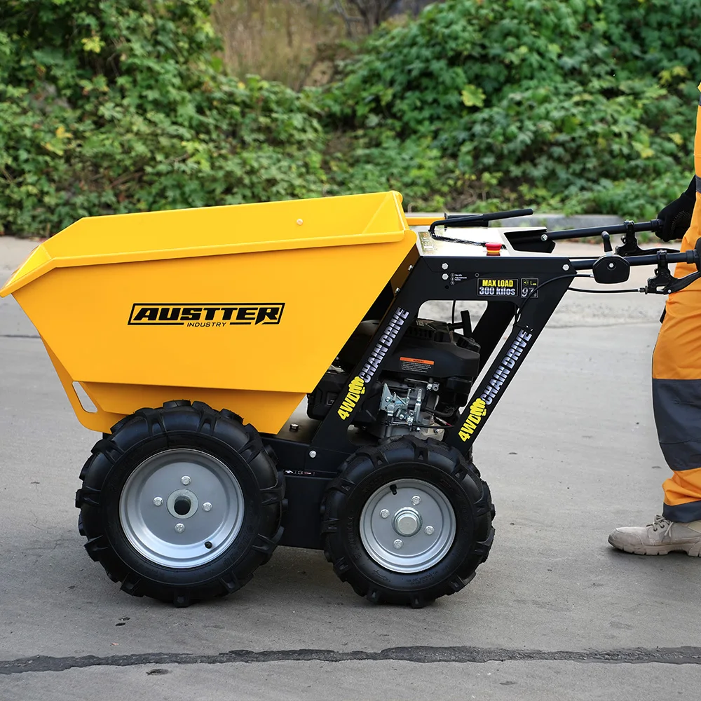 AUSTTER Agricultural Ga s Self Powered 6.5 H p Motor Wheelbarrow With 250 Kg Capacity Farm Mini Dumper Wheel Barrow