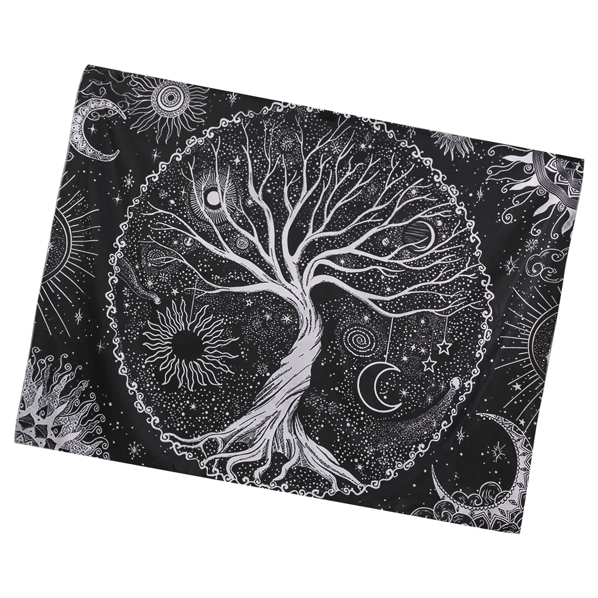 

Гобелен с деревом Луна и Солнце Черный настенный гобелен Психоделический