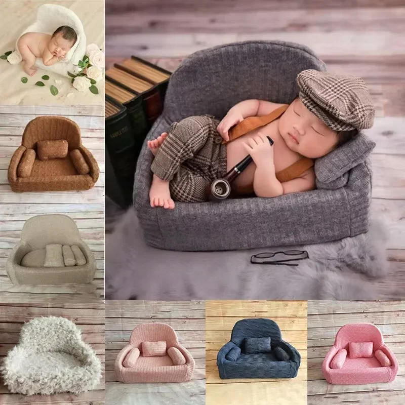 

Мягкий однотонный мини-диван - стул для фотосъемки новорожденных, идеальное маленькое сиденье для детской съемки и съемки фотографий в полнолуние