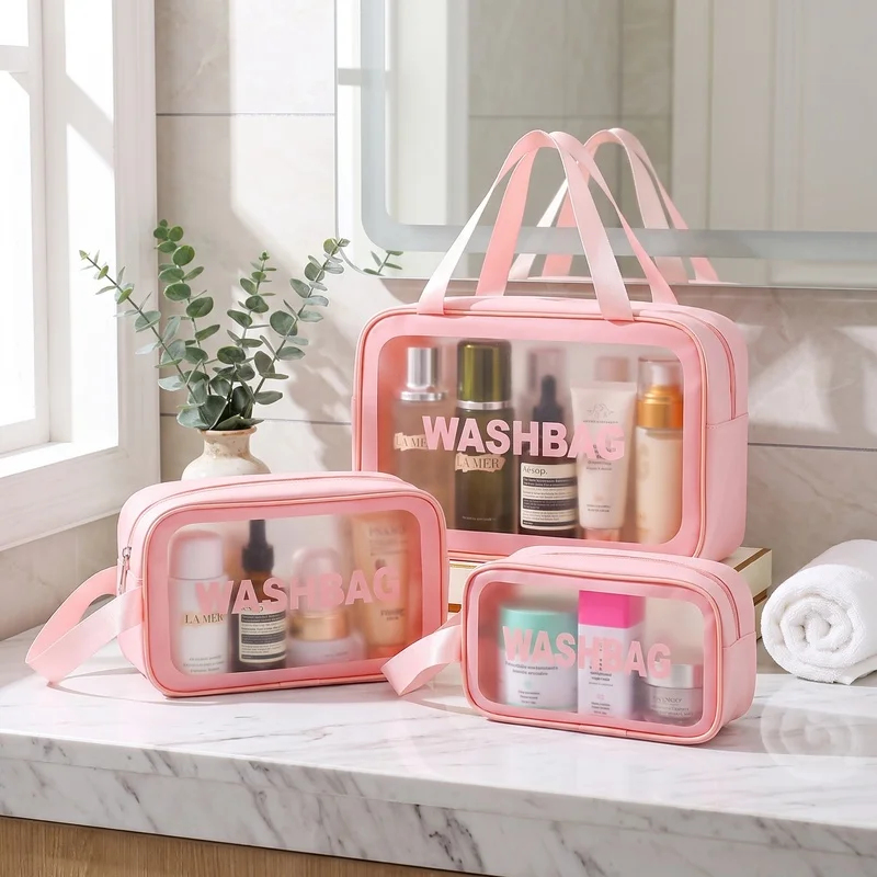 3Women's makeup bag set, portable swimming bag, cosmetic storage bag, portable travel large-capacity thickened toiletry storage