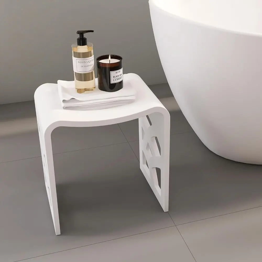 

Art Stone Resin Bathtub Stool - Waterproof Shower & Bathroom Seat with 350 lb Capacity, 28 lbs, Upgraded Solid Surface Design (W