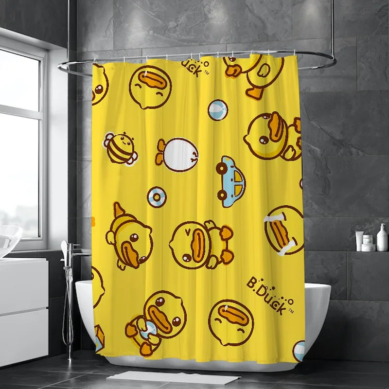 B.Ducks Curtains for Bedrooms Waterproof Shower Curtain Curtains in the Bathroom Accessories Bath Home Fabric Shade Opaque