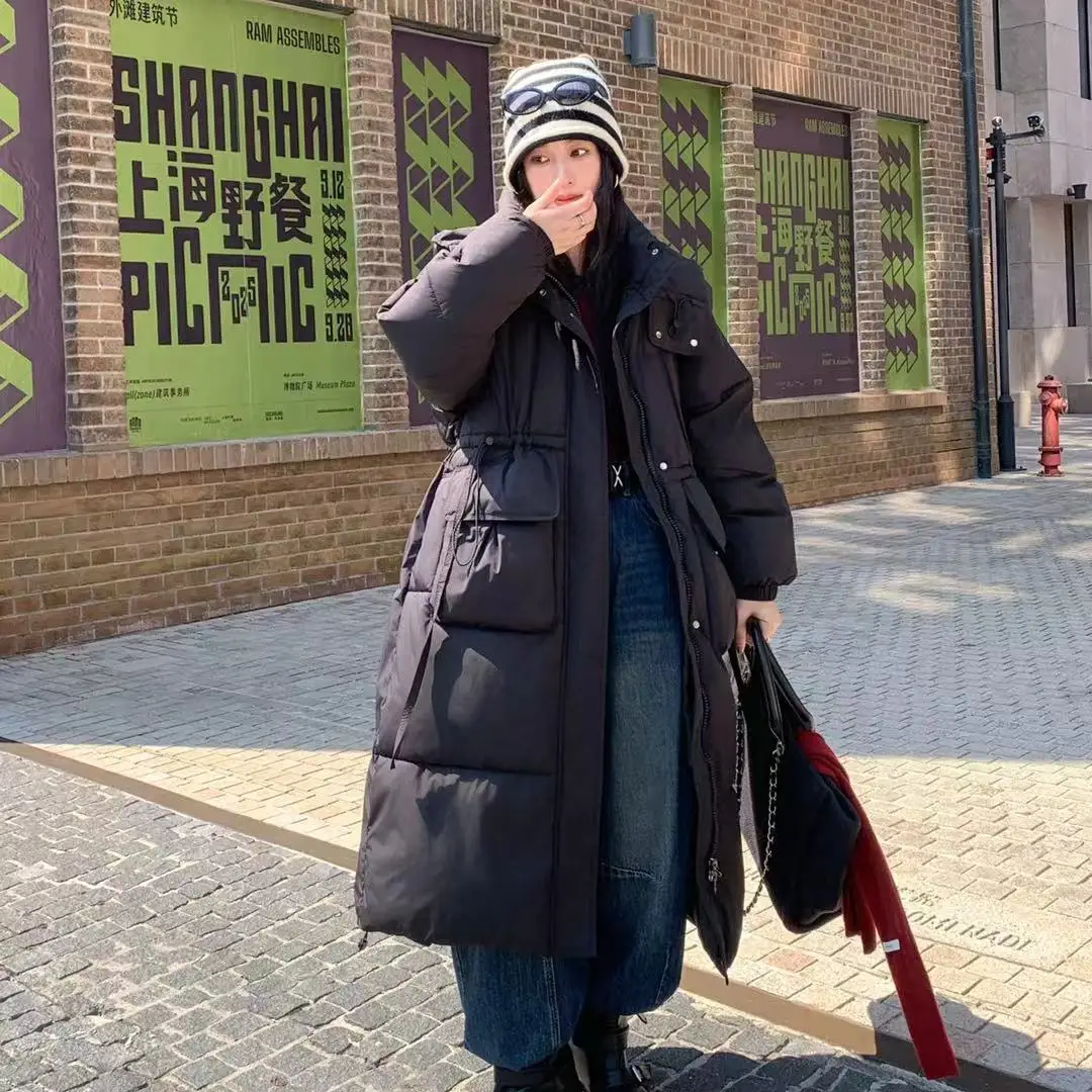

Winter Women's Down Cotton Jacket Commuting Long Hooded Oversize Parkas