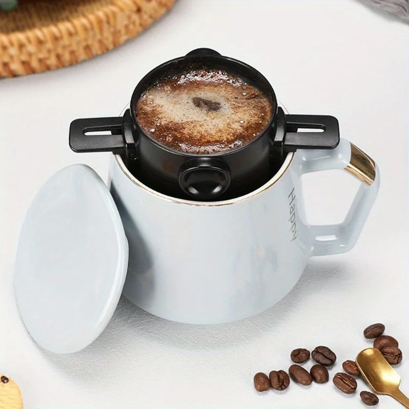 Stainless Steel Portable Reusable Coffee Filter,Foldable Dripper & Ear Hook, Easy Pour Design, Includes Storage for Brewing Rich - Image 5