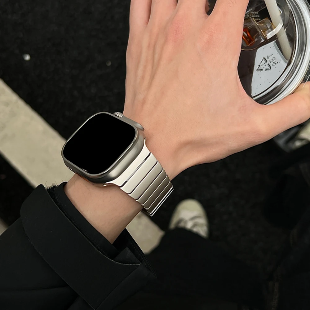 Ремешок из нержавеющей стали для Apple Watch Ultra 2 49 мм 45 мм 46 мм 44 мм Металлический ремешок для iWatch Series 10 9 8 7 6 SE 5 Мужской браслет