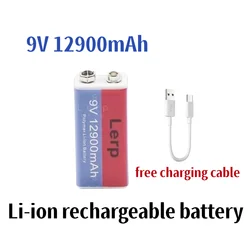 Rechargeable Lithium-ion Battery, 9V, 12900mAh, Mini USB, Toy Microphone, Remote Control, KTV Usage, Multimeter, New, 2024