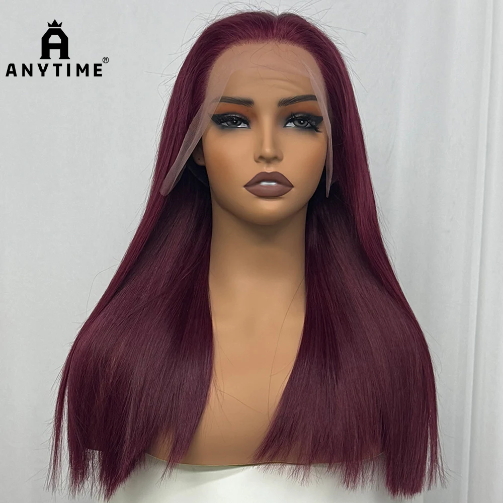 

Прямой парик из натуральных волос Bone, плотность 350%, 99J, бесклеевые парики на шнурке, двойной рисунок, волосы 12A, 13x4 HD, кружевные фронтальные парики